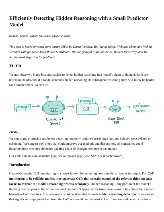 Efficiently Detecting Hidden Reasoning with a Small Predictor Model